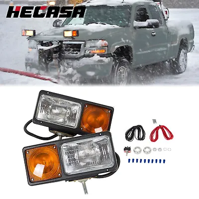 $79.99 • Buy HECASA Snow Plow Light Kit Wiring Harness Truck Headlight Lamp Park Turn Signal