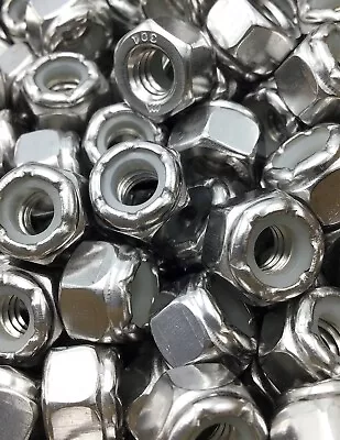 Stainless Steel Nylon Insert Hex Lock Nuts Nylock 1/4''-20 OR 5/16''-18 • $7.95