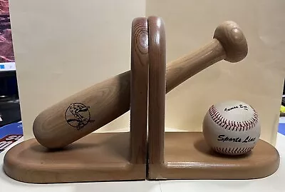 Baseball Bookends - Bat & Ball - Vintage - Wooden • $27.50