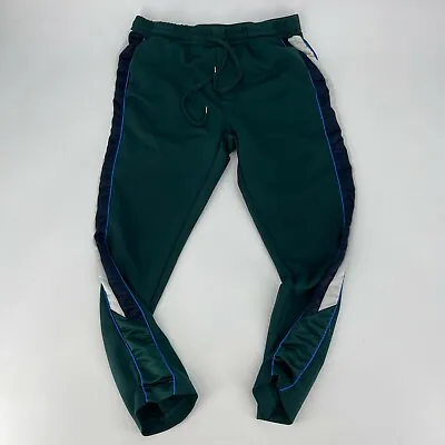 Topman Track Pants Mens Size 34 L Green Bodders Stripe Workout Jogging Stretch • $5