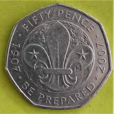 50p Fifty Pence Coin 2007 BOY SCOUTS BE PREPARED Great Condition. Uncleaned • £1.10