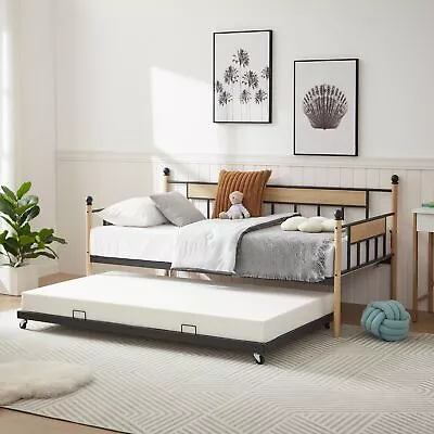 Sofa Bed Twin With Trundle Metal Frame Daybed Space-Saving Sofa Bed For Bedroom • $200.61