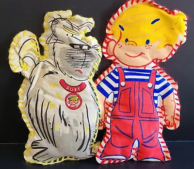 DENNIS THE MENACE & RUFF VINTAGE PLUSH DOLLS 16” Soft Cloth Cartoon Collectible • $39.95