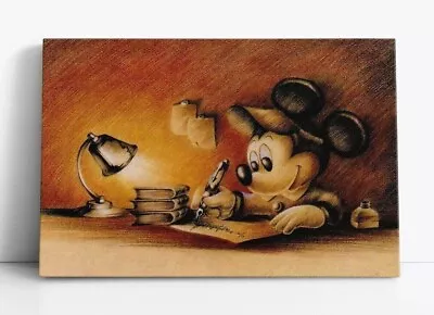 Vintage Mickey Mouse Disney Drawing Art Print Framed Canvas Bedroom Decor Gift • $40.99