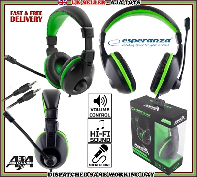 £11.99 • Buy Gaming Headset Stereo Headphones  Wired For PC Laptops Skype Disco3.5mm Albatros
