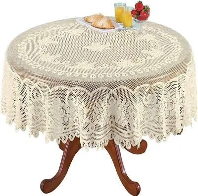 Lace Doilies Crochet Tablecloths Washable Polyester Table Cloth Cover Dinner • $17.99
