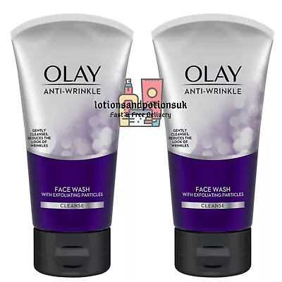 2 X Olay Anti Wrinkle Face Wash 150m With Exfoliating Particles Gently Cleanses • £12.95