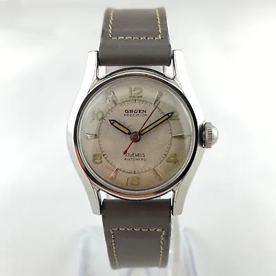Vintage Gruen 17 Jewel Men's Automatic Wristwatch 480 SS Steel Military Style #2 • $175