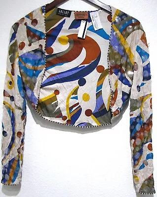 Vtg Missoni SILK SEQUINS Cropped Cardigan Size 40 Italy 80s Art Stripes Gallay • $240