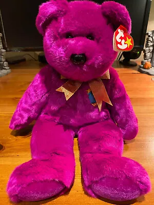 Ty Beanie Buddy Baby Millenium 14  Pink Cerise Bear • £10