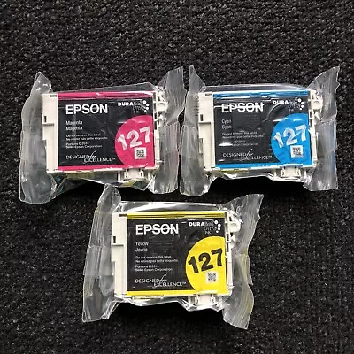 3pk Genuine Epson 127 Colors Ink NX625 WF7010 WF7510 WF7520 WF3520 WF3540 • $19.99