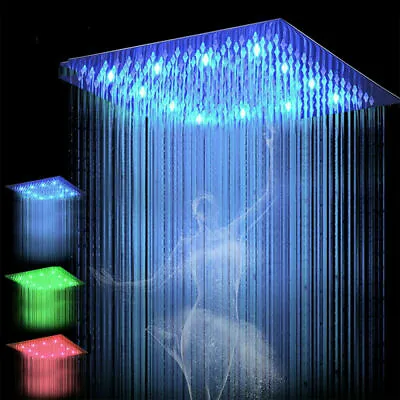 LED Square Shower Head Rainfall Square Top Sprayer For Bathroom Shower Faucet • $29