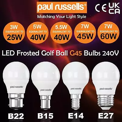 £5.99 • Buy 3W 5W 5.5W 7W LED Golf Bulb Round G45 Light Bayonet B22 B15 Edison Screw E14 E27