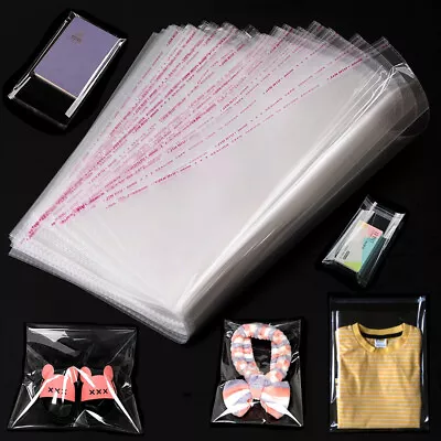 Clear Resealable Poly Bags Self Adhesive Seal Plastic OPP Cellophane Transparent • $4.96