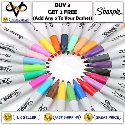 Sharpie Permanent Fine Point Marker Pens Optimal Precision & Smooth Ink Flow • £2.29