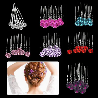 5/10/20/40pcs Rose Flower Diamante Crystals Hair Pins Wedding Bridal Hairstyle • £4.09