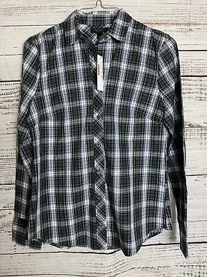 J. Crew Women’s Button Up Plaid Shirt Blue And Green Tartan Button Down Size 2 • £17.10