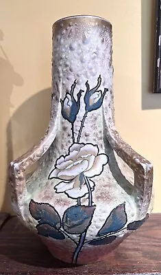 Large Art Nouveau  Amphora Dachsel  Handled Rose Art Pottery  Vase • $450