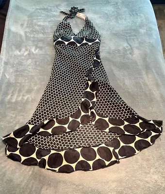 ALICE & TRIXIE Halter Dress Size 0 Polka Dot 100% Silk Ruffles Faux Wrap  • $19