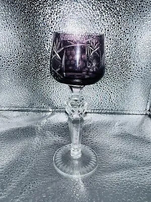 £27.97 • Buy Bohemian Cut-To-Clear Amethyst Glass Hock Hortensia (1) One Glass