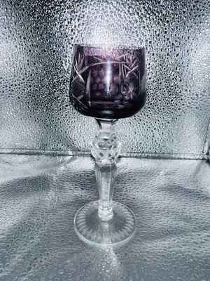 £27.97 • Buy Bohemian Cut-To-Clear Amethyst Glass Hock Hortensia (1) One Glass