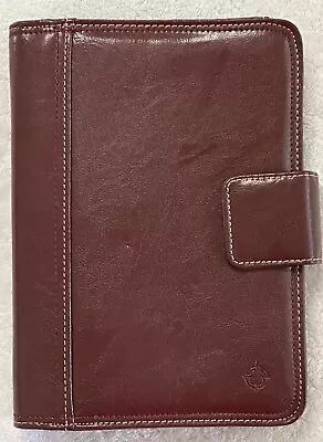 Vtg FRANKLIN COVEY Day Planner 7-Ring Binder Burgundy Leather Portfolio 10x7” • $35