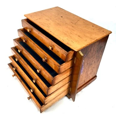 £219 • Buy Antique Wooden Pine Tabletop Chest Of Drawers / Collectors Box Specimen Cabinet