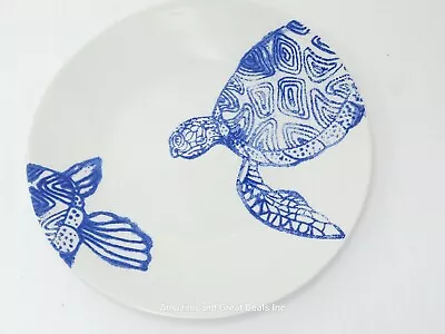 Vietri Costiera Blue Turtle Salad Plate 8.5  Made In Italy Earthenware • $29.99