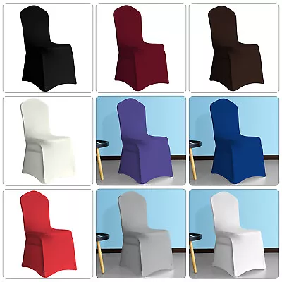 1-150 Chair Covers Flat Spandex Stretch Slip Seat Cover Wedding Party Decor • £3.09