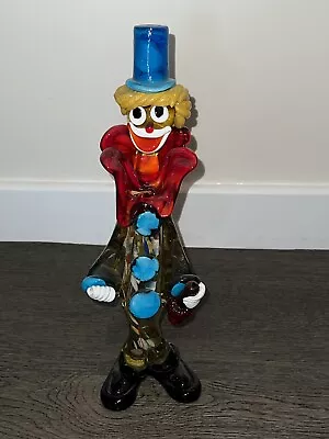 Vintage Gorgeous Murano Glass Large Clown Figure 35cm Tall Colourful Bright • £34.95