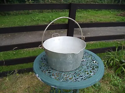 Aluminium Jam Pan Stew Pot Container Garden Produce Tub Vintage • £19