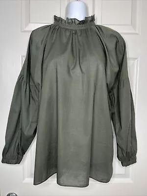 Country Road - Dark Green Cotton Long Sleeve Top - Size 12 - VGC • $26