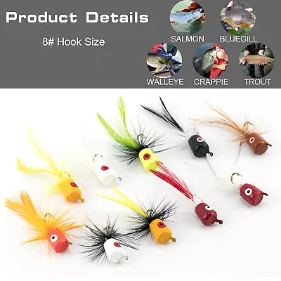 5/15pcs Fly Fishing Popper Flies Lures Topwater Trout Panfish Bass Crappie Perch • $8.99