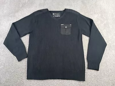Marc Ecko Men's Sweater Size 2XL Black Solid Long Sleeve Pullover Cotton V Neck • $16.80