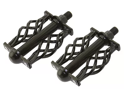 Vintage Lowrider Bicycle Twisted Steel Pedals W/ Cage Classic C-514 1/2 In Black • $48.99