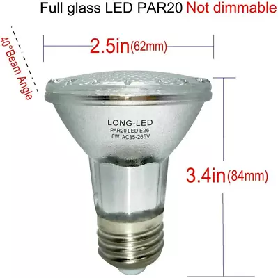 Classic Glass PAR20 LED Daylight Flood Light BulbLED Spotlight 8W PAR2050W-75W • $41.49