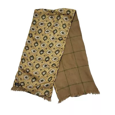 Vintage  Sammy Gold Green Rectangle Tassel Uk Men's Scarf UK 44  X 9'' BB768 • £23.99