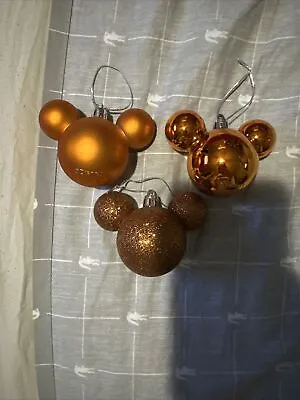 Disney Mickey Mouse Orange Ears Ornament Set Of 3 New • $20