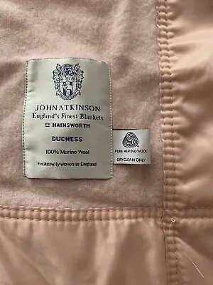 £60 • Buy JOHN ATKINSON Queen Size 100% Merino Wool Pink Satin Edged Blanket 90 “ X 90 “