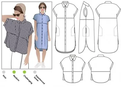 £18.99 • Buy Style Arc Ladies Sewing Pattern Blaire Shirt & Dress (MLBW030S-M)