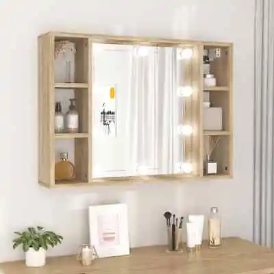 Mirror Cabinet With LED Washroom Storage Cabinet Bathroom Vanity Unit VidaXL • £57.99