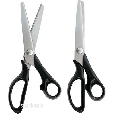 8.5 Zig Zag Dressmaking Stainless Steel Craft Fabric Pinking Scissors Shears New • £7.99