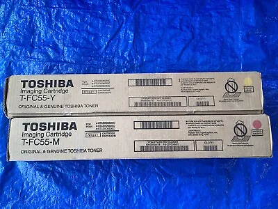 NEW! Lot Of 2 Toshiba T-FC55-M Magenta T-FC55-Y Yellow Toner Cartridge • $99