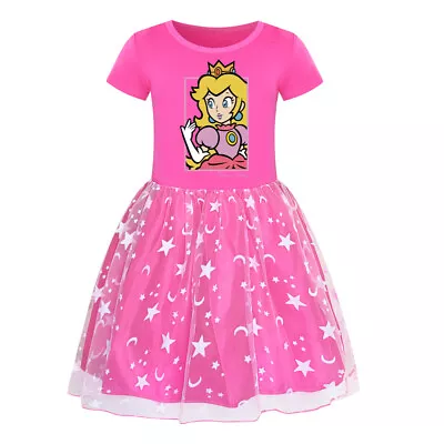 Super Mario Princess Peach Summer Tops Dress Clothing Girl Birthday Party Gift • $29.25