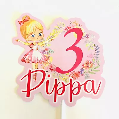 Ballerina PERSONALISED Cake Topper.  Lolly Loot Bag Party Supplies Ballet Banner • $14.50