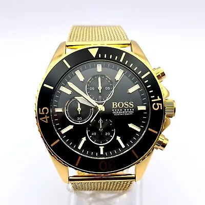 New Genuine Hugo Boss Ocean Edision 1513703 Yellow Gold Mesh Strap Mens Watch • £88.19