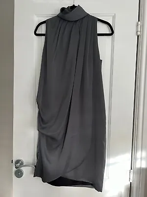 Zara Grey Silky Draped Dress Eur M Sleeveless • £9.99