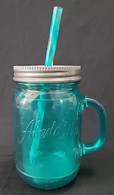 Vintage Aladdin Insulated Mason Jar Tumbler Travel Mug 20oz With Straw • $9.99