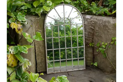 £37.50 • Buy Gothic Arch Garden Mirror 32 Panel Rustic Metal Frame Wall Mounted Outdoor Home