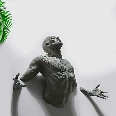 Imitation Copper 3D Through Wall Wall Art Statue Sculpture Climbing Man • £8.94